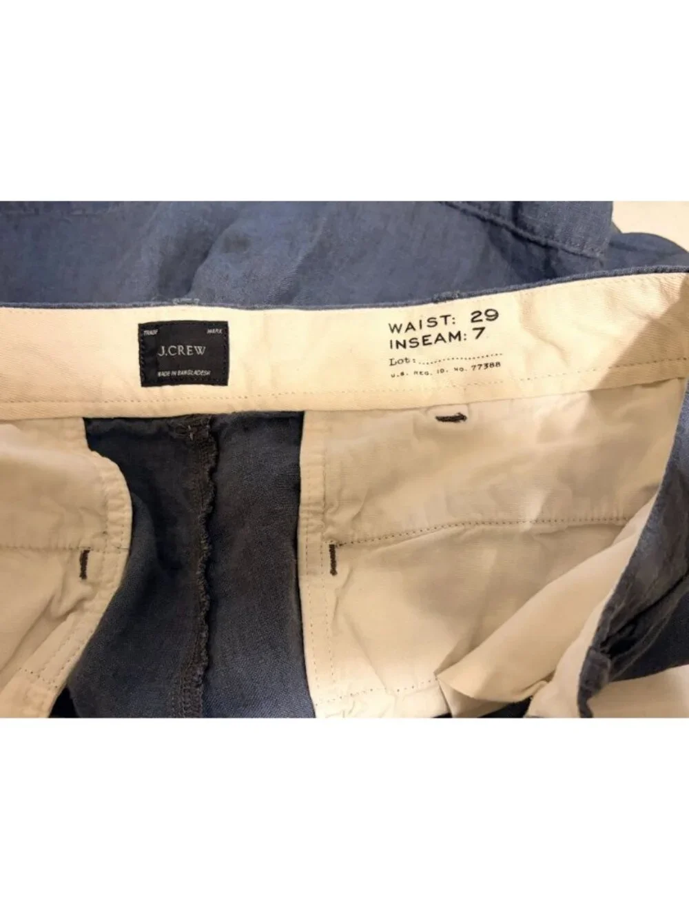 Men's J. Crew Blue Flat Front 4-Pocket 7